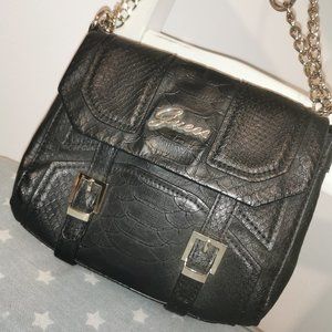 Guess faux alligator crossed body chain satchel bag with animal print lining